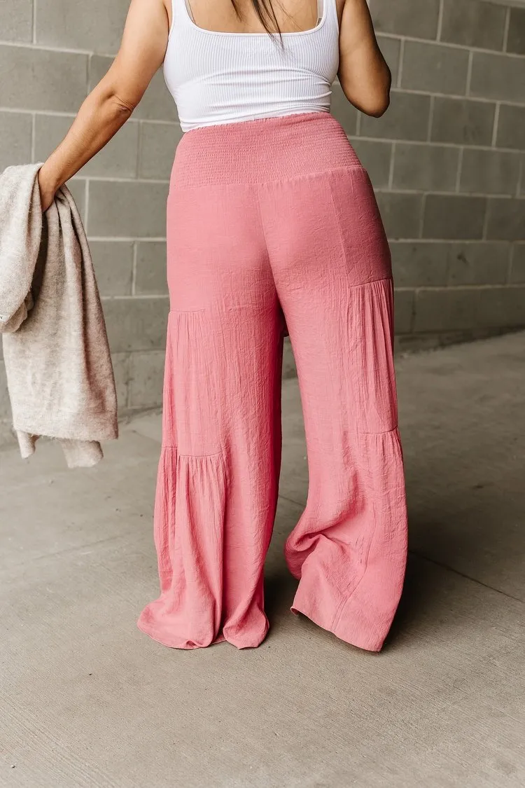 Tiered Boho Pants - Pink