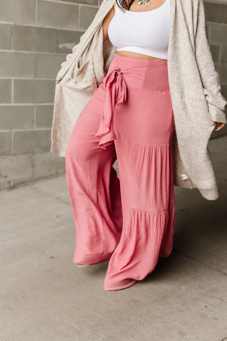 Tiered Boho Pants - Pink