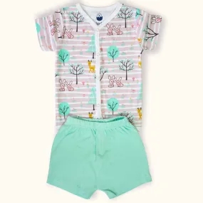 TShirt & Shorts Set - Cute Forest- Premium Cotton