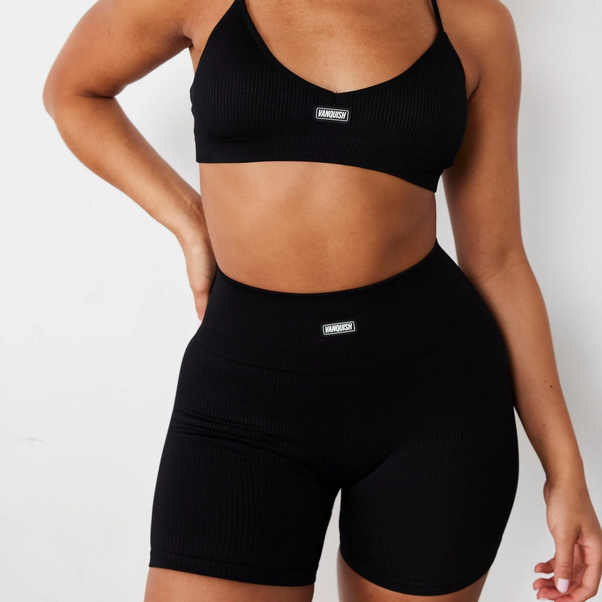 Vanquish Ribbed Seamless Black Shorts