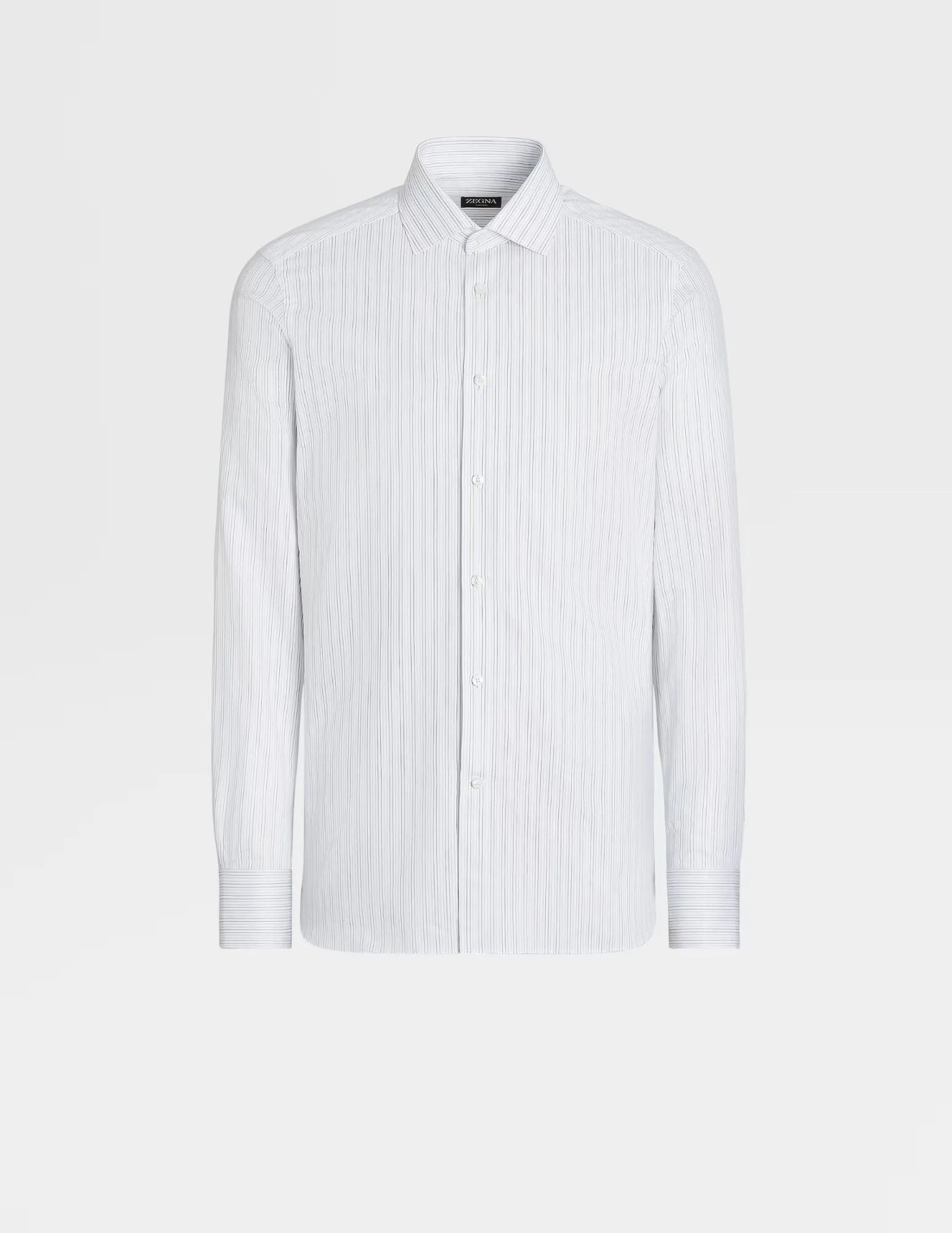 White, Navy, Light Blue Trecapi Micro-Striped Shirt