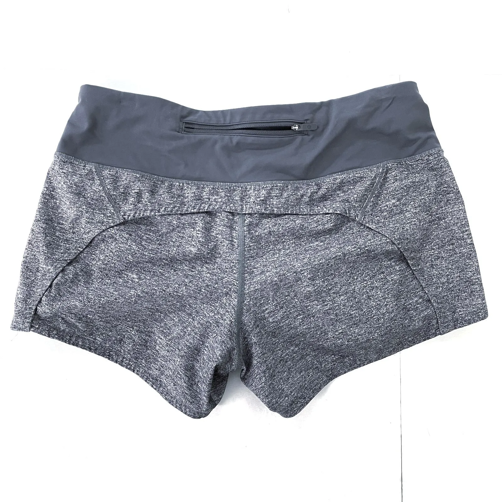 Wmns Lululemon Gray Heather Run Times II Athletic Shorts Sz 6