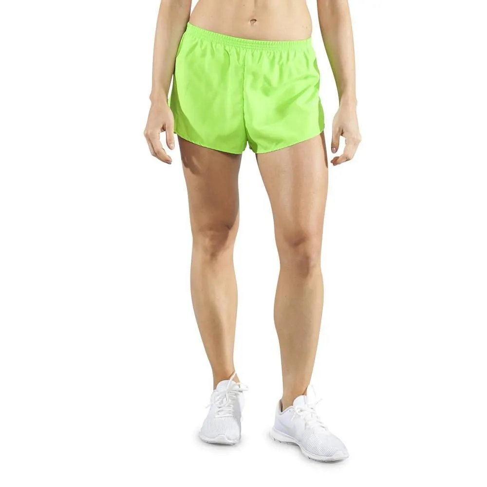 Women's 1" Elite Split Running Shorts- Neon Lime